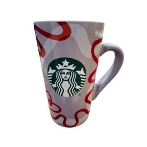Starbucks 2023 16oz Purple Red Swirl Ceramic Mug Modern Coffee Cup
